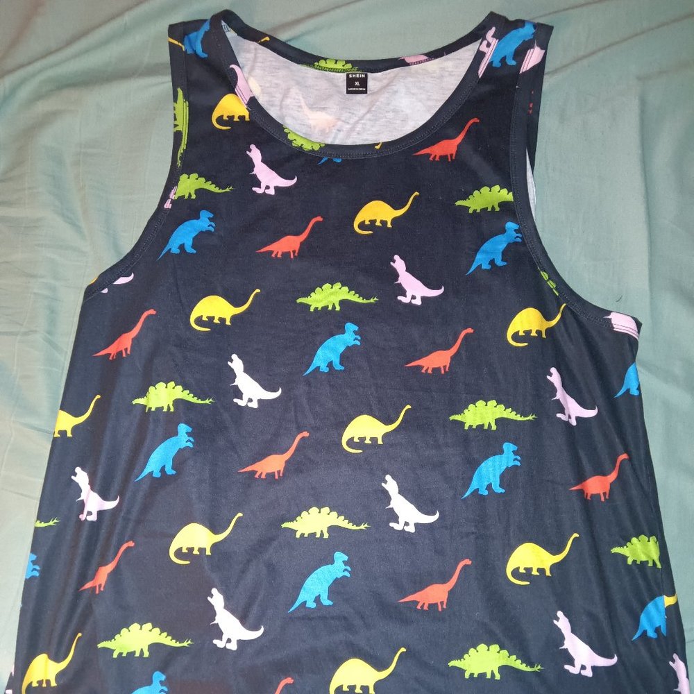 Rainbow Dinosaurs Black Mens Tank Top
